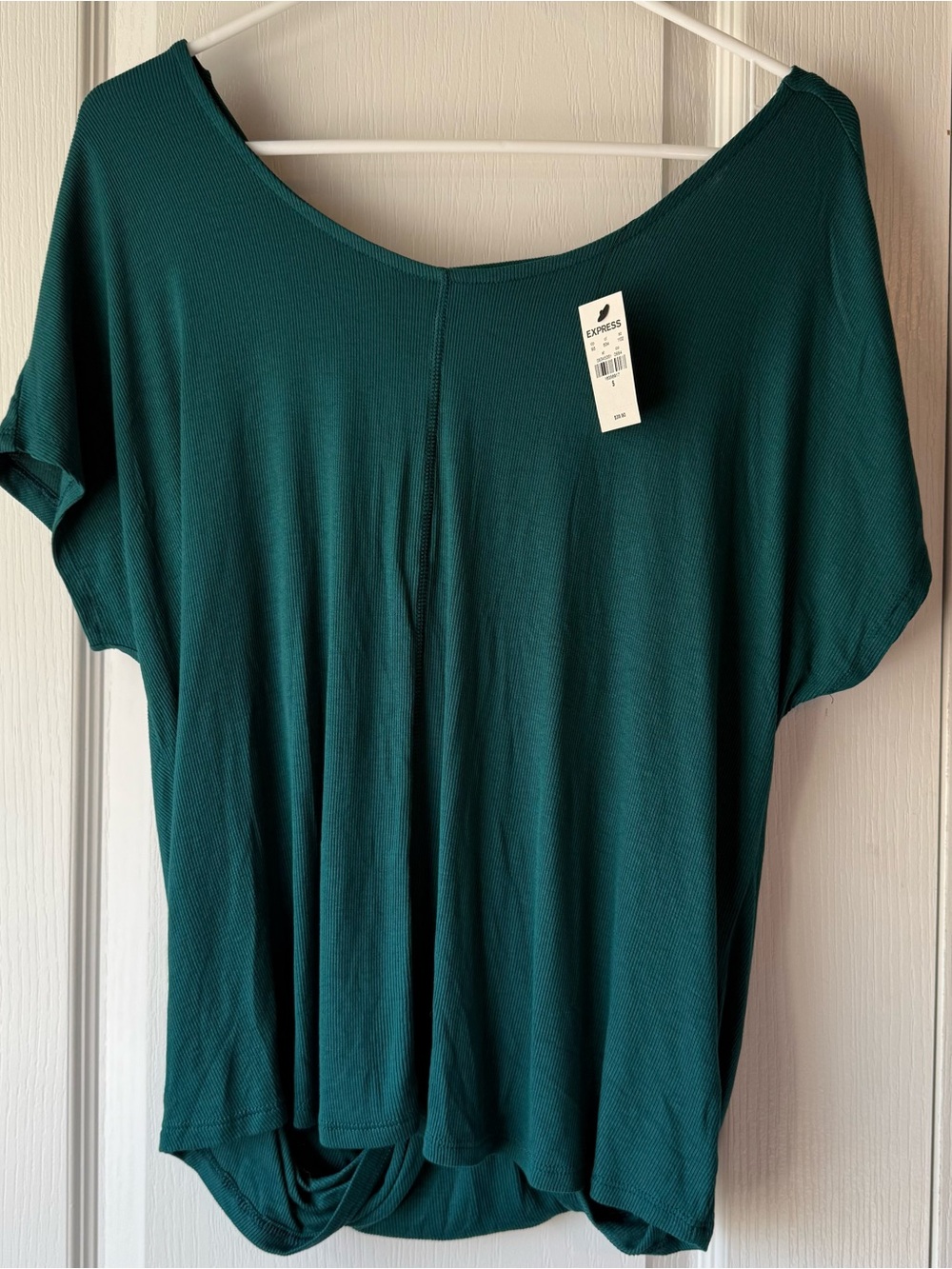 Express Women's Deep Teal Scoop Neck Short Sleeve Top